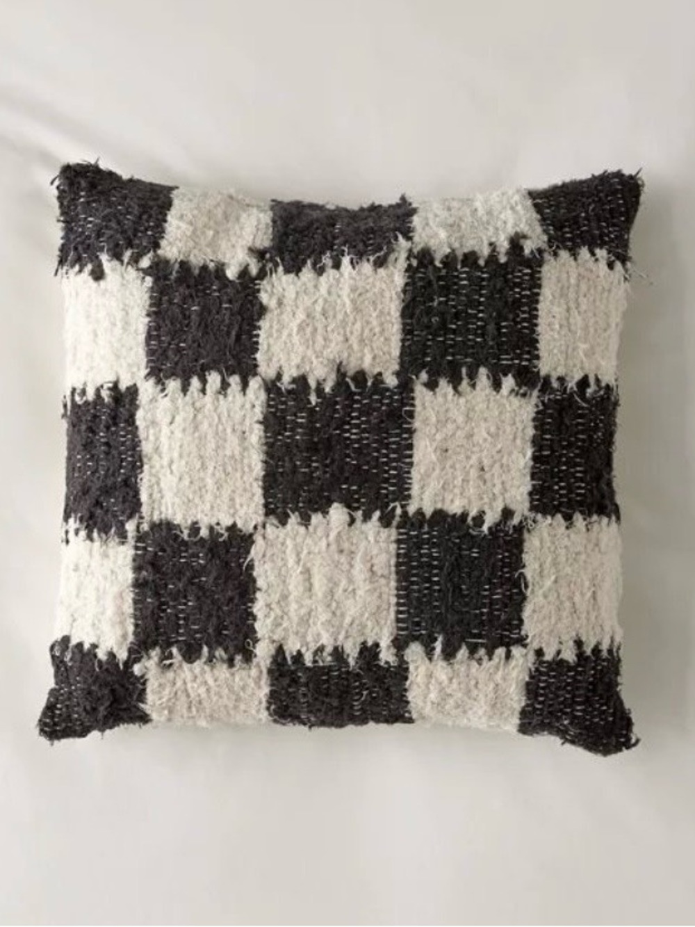 Urban Outfitters Checkerboard Woven Shag Rag Throw Pillows ( SET OF 2)